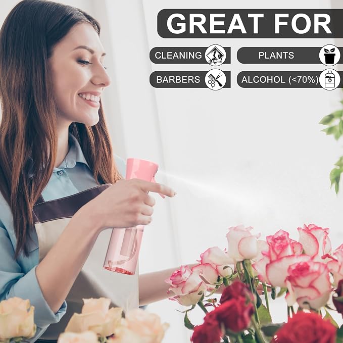 hair spray bottle, ultra-fine spray continuous spray bottle (200ml/6.8oz), used for hair design, vegetation, cleaning and skin care - empty, reusable (Pink transparent)