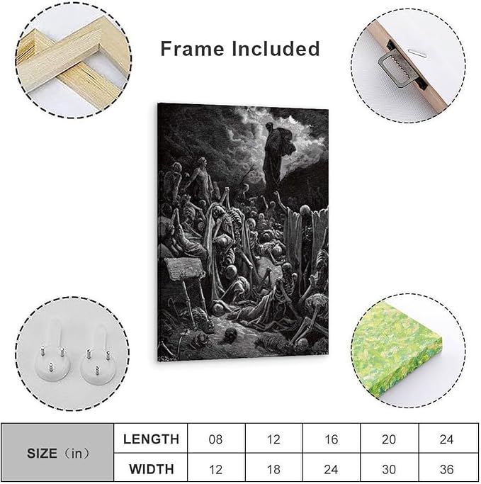 Gustave Dore The Vision Of The Valley Of Dry Bones Prints Wall Art Paintings Poster Room Aesthetic Print Art Wall Painting Canvas Gifts Modern Bedroom Decor 08x12inch(20x30cm)
