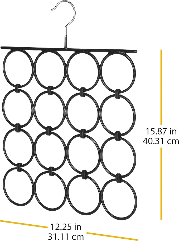 Whitmor Folding Scarf and Accessory Hanger - Set of 2 - Black and Chrome