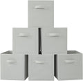 Stero Fabric Storage Bins 6 Pack Fun Colored Durable Storage Cubes with Handles Foldable Cube Baskets for Home, Kids Room, Closet and Toys Organization Gray