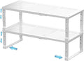 Expandable Spice Rack & Kitchen Cabinet Organizer - Stackable, Adjustable Shelves for Cabinets, Countertops, Cupboards & Pantries(2 Packs/Large/White)
