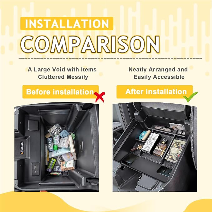 Center Console Organizer Refreshed Full Tray for Full Console w/Bucket Seat | Compatible with 2022-2026 Chevy Silverado/GMC Sierra 1500 & 2024-2026 Silverado/Sierra 2500HD 3500HD Accessories