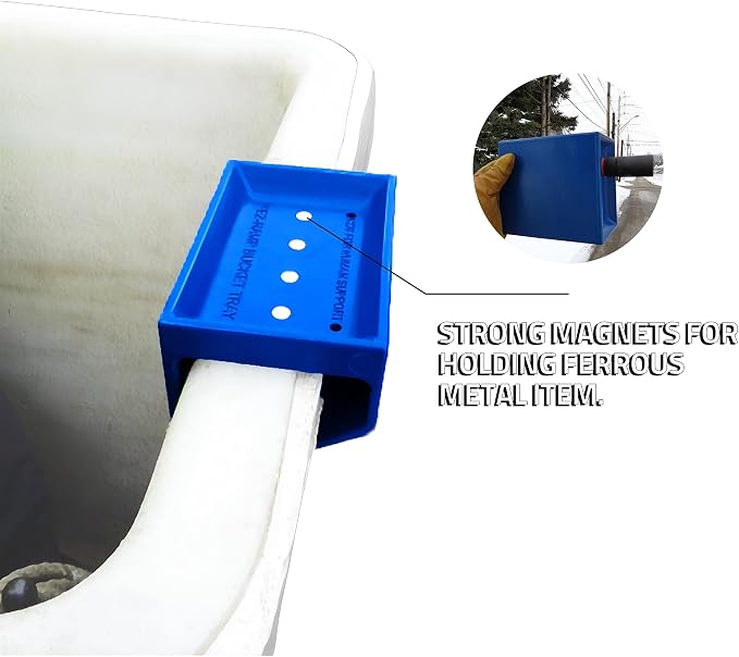 Lineman Bucket Tray for Bucket Truck – Blue Aerial Bucket Lip Tray with Patented Ramp & Magnetic Hardware Holder | Heavy Duty Utility Linework Accessories