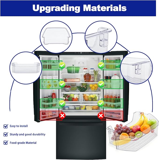 WR71X38291 Refrigerator Door Shelf Bin Compatible with GE GFE24JSKGFSS GYE18JSLKFSS GWE19JSLGFSS, WR71X38291 Refrigerator Shelf Door Module Replace WR71X25043 AP7186348