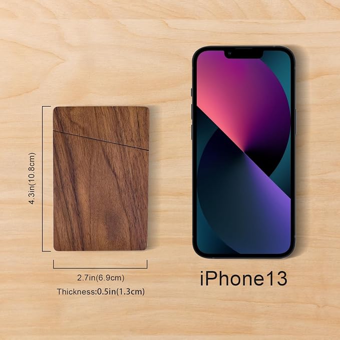 sunking Minimal Walnut & Beechwood Business Card Holder – Slim Handmade Wooden Card Case for 18 Cards, Elegant Pocket-Sized Design for Professionals, Gift for Men & Women(Wanlunt -1)