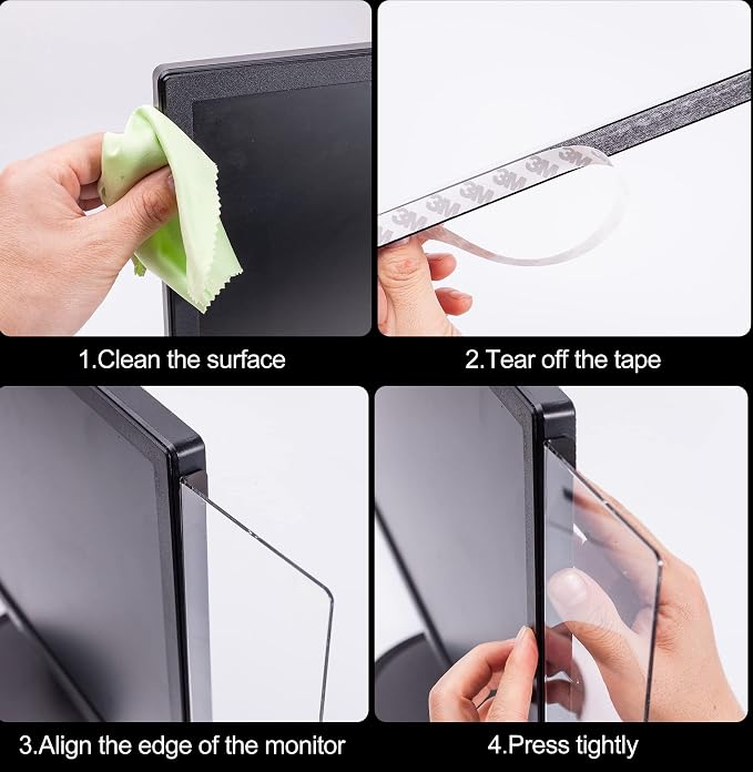 2 Pcs Computer Monitor Memo Board for Frameless Monitors,11.8 X 3.15 Inch Monitor Sticky Note Holder Computer Monitor Message Board for No Edge Monitors