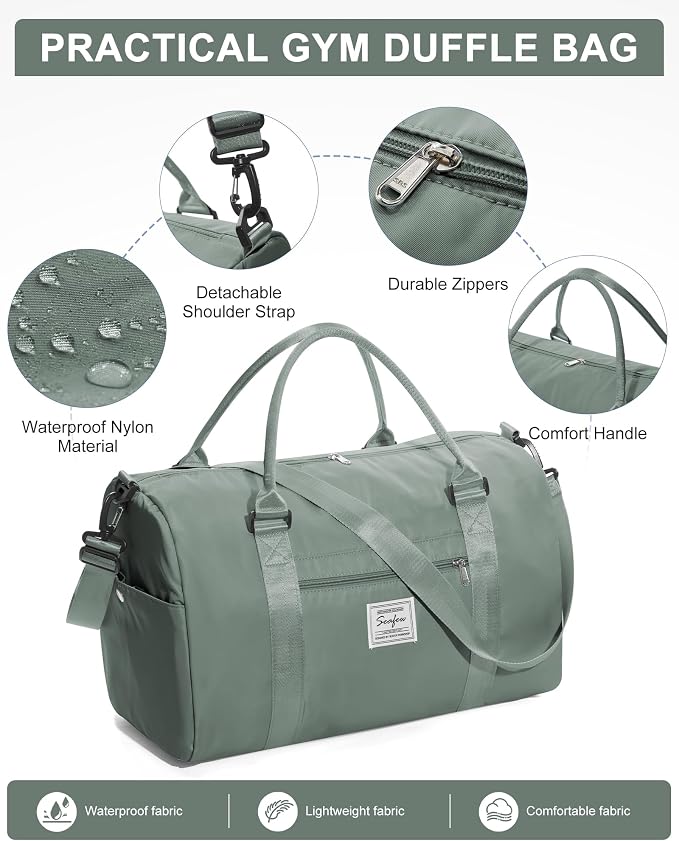 Gym Bag Womens Mens with Shoes Compartment and Wet Pocket Travel Duffel Bag for Women for Plane Sport Gym Tote Bags Swimming Yoga Waterproof Weekend Overnight Carry on Bag Hospital Holdalls