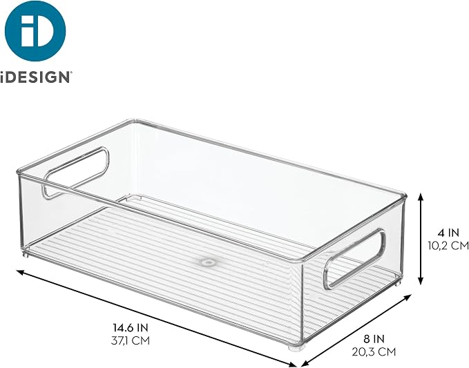 iDesign Stackable Fridge Bin, Clear, Set of 3 | Storage for Freezer or Pantry, Made in USA