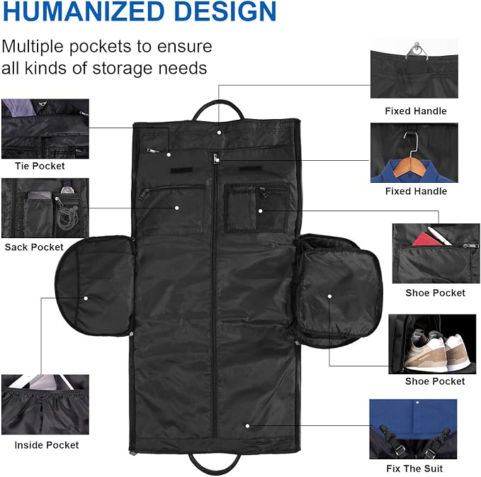 seyfocnia Convertible Travel Garment Bag,Carry on Garment Duffel Bag for Men Women - 2 in 1 Hanging Suitcase Suit Business Travel Bag