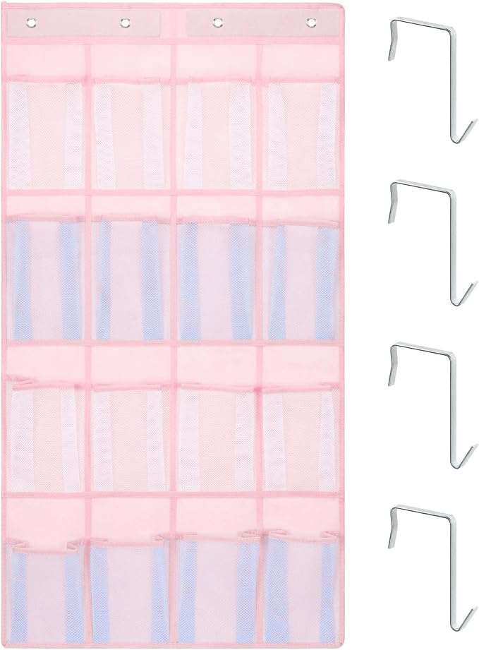 F-color Over the Door Organizer for Cruise - 16-Pocket Hanging Organizer | Tool-Free Mount with 4 Metal Hooks, See-Through Mesh Pockets, Lightweight & Foldable, Space-Saving for Travel and Daily Use