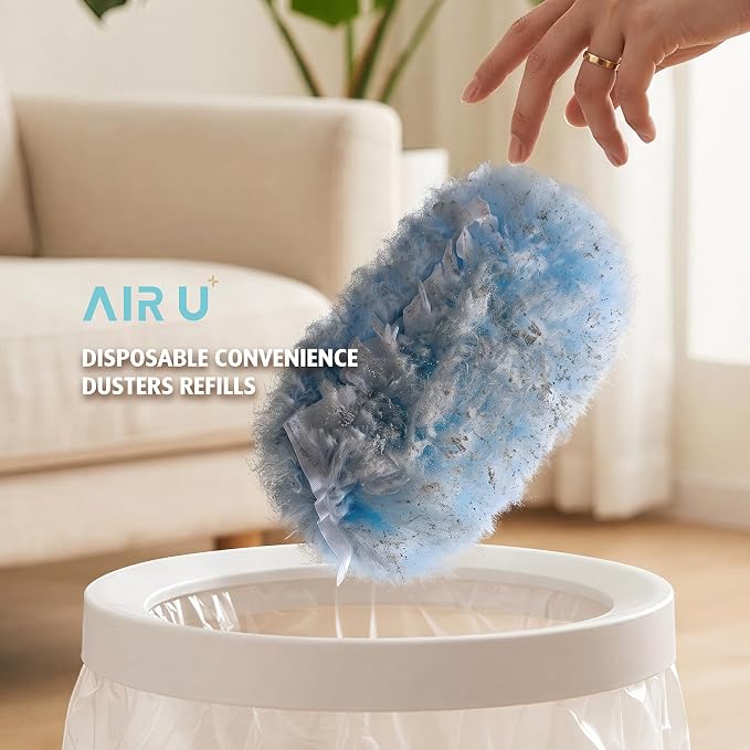 60 Count Electrostatic Duster Refills Compatible with Swiffer Duster, 6X Microfibers Heavy Duty 2 Side 360° Duster Refills, Disposable Multi Surface Dusters for Cleaning, Unscented