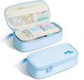 Four Candies Pencil Case,Large Capacity Pencil Pouch—Portable Marker Holder Bag for Home & Office, Soft Supply Organizer (Blue)