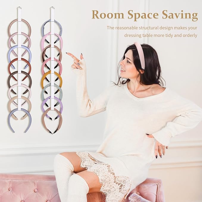 5 PCS Headband Holder Organizer for Girl,Hanging Hairband Storage for Women,White Hair Hoop Display Hair Accessories Organizer Bedroom College Dorm Decor