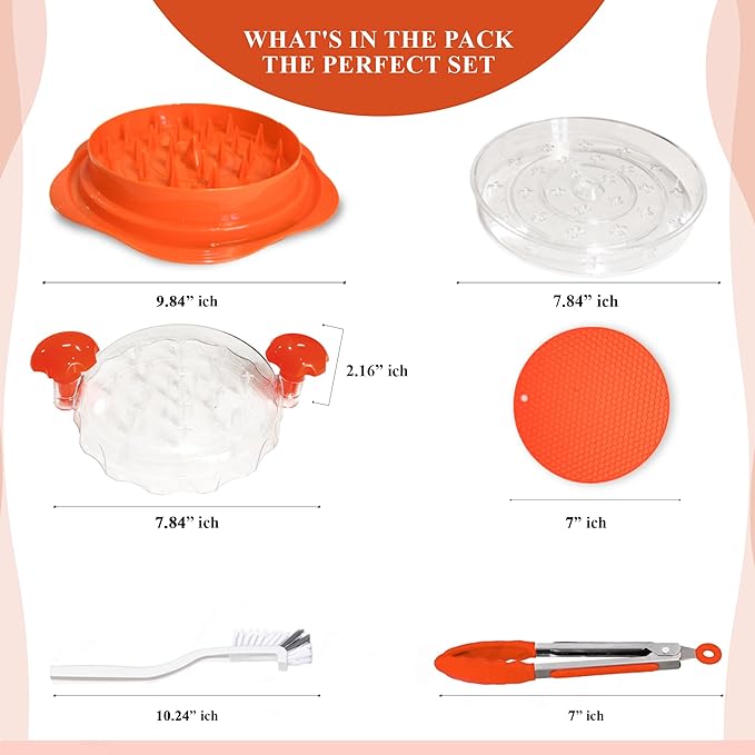 Large Chicken Shredder Tool Twist Equipped with Middle Tray, Including 1 x Anti-slip Silicone Mat, 1x Kitchen Tongs and 1x Cleaning Brush, Suitable for Pork Beef‬ Chicken‬ Breast (Orange)