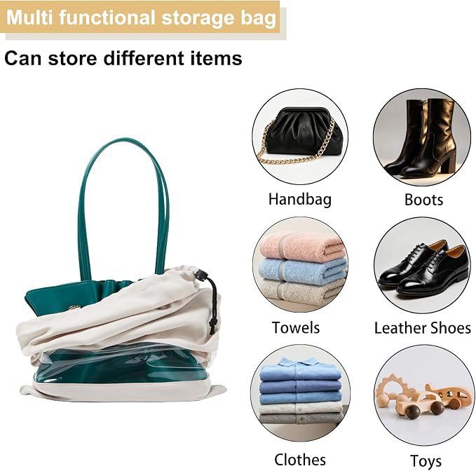 4 Pack Boot Bag, Portable Dust Proof Boot Bags for Cowboy Boots, Shoe Protector for Men Women Travel Daily Home Organizer (Beige)