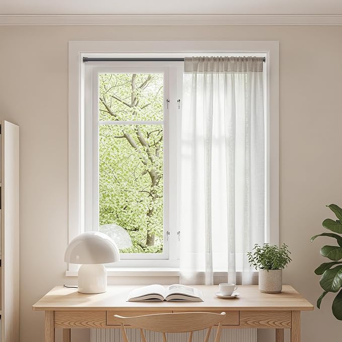 Spring Tension Rods 28-48 Inches No Drill Tension Curtain Rods Black Spring Loaded Curtain Rods Adjustable Small Short Tension Curtain Rod for Window,Kitchen,Doorway,Cupboard,Wardrobe
