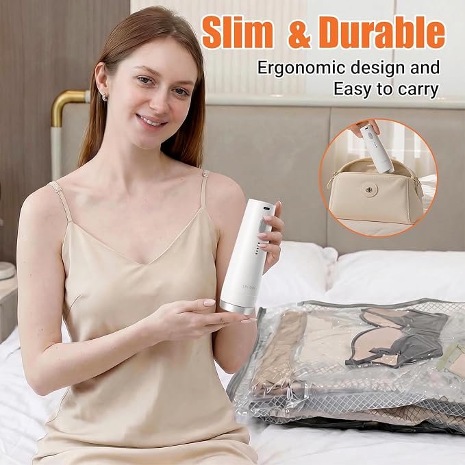 Vacuum Storage Bags for Travel with Rechargeable Cordless Pump, 20 Pack Compression Packing Bags for Luggage and Suitcase, Space Saver Seal Bag for Clothes and Clothing