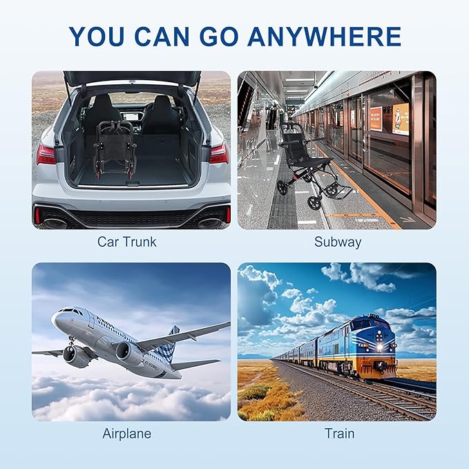 Wheelchairs for Adults,Transport Wheelchair Lightweight Foldable,Portable Wheel Chair Easily fits in The Trunk，The Stable Frame can Support 220 pounds.Suitable for Seniors, and Children.
