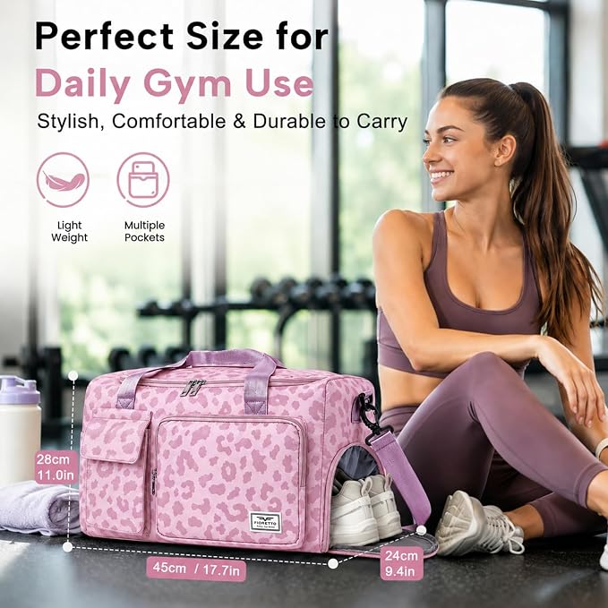 FIORETTO Women's Gym Duffle Bag with Shoes Compartment, 30L Capacity, Ideal for Travel, Gym, Sports, Duffel, Weekender