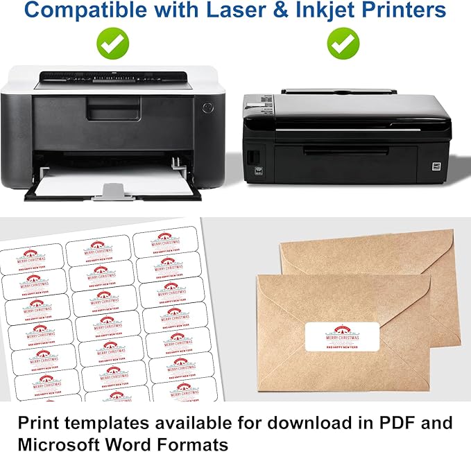 [100 Sheets] PAPRMA 1” X 2-5/8” Printable Address Label 30-up Mailing Labels for Envelope, Laser Inkjet Printer Label Sticker Sheet, 3000 Labels Blank White