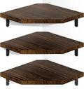 Alsonerbay Pine Wood Corner Shelves with Cord Hole 3-Pack, Carbonized Black | Diamond-shaped, cable management, 40 lbs/shelf, 0.79" thick pine, L-shaped metal brackets, for router & media devices