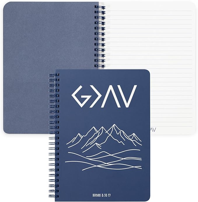 Steel Mill & Co Faith Inspired Mini Spiral Notebook, 8.25" x 6.25" Journal with Durable Hardcover and 160 Lined Pages (Greater than the Highs and Lows)