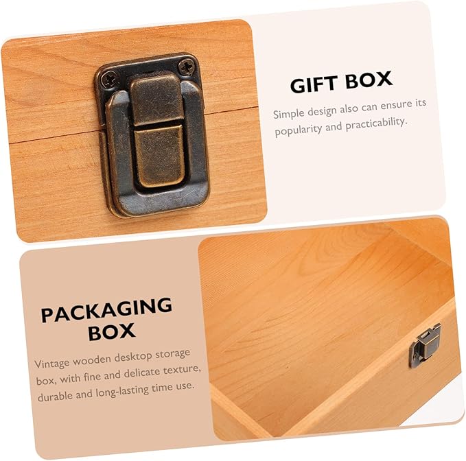 Unomor Vintage Wooden Storage Case for Jewelry and Sundries Medium Rustic Gift Box for Home Use Elegant Design for Organizing Objects
