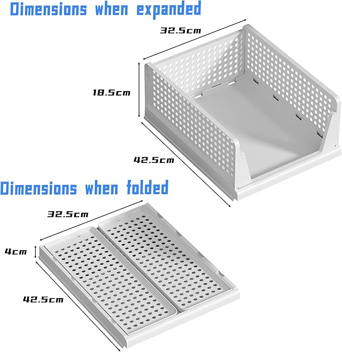 4 Pack Stackable Collapsible Closet Organizer - Sturdy PP Plastic Clothes Storage Bins, Easy to Assemble Space-Saving Organizers for Clothes, Coats, Towels, Toys, RV/Camper Small Spaces