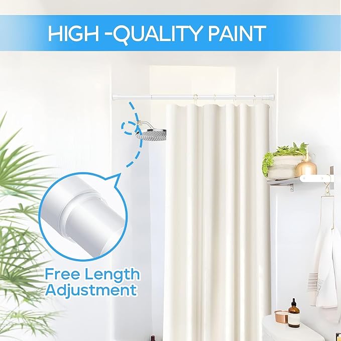 Tension Curtain Rod White 1PCS Tension Rods for Windows 30 to 64 Inch Spring Curtain Rod Adjustable Tension Curtain Rod of Bathroom Window Curtain Rod Closet rod Kitchen rod Wardrobe