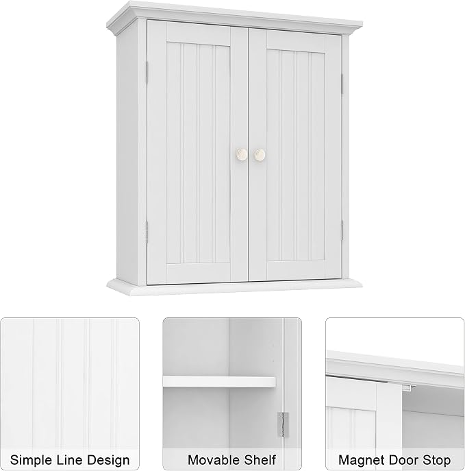 ChooChoo Bathroom Wall Cabinet, Over The Toilet Space Saver Storage Cabinet, Medicine Cabinet with 2 Door and Adjustable Shelves, Cupboard