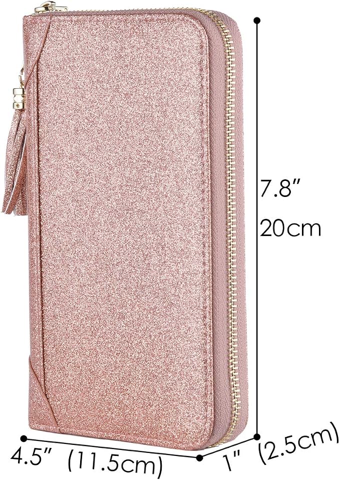Easyoulife Credit Card Holder Wallet Womens Zipper Leather Case Purse RFID Blocking