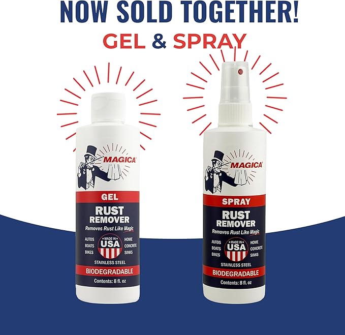 Magica® Rust Remover (8oz Gel/Spray Combo) Reliably Removing Rust Stains for over 35 years Made in Wisconsin, USA