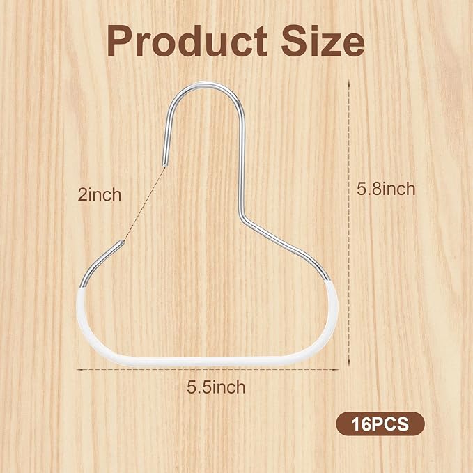 16 Pack Scarf Hangers, Non-Slip Metal Closet Organizers with Grip | Metal Ring Hangers Scarf Storage Organizer with Non-slip Coating for Hanging Scarves Belts Hats Purses Ties and Tank Tops