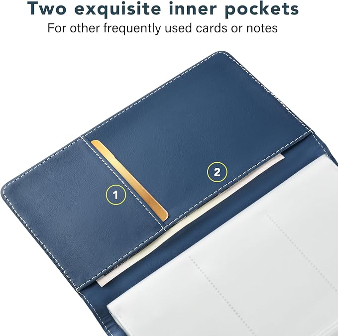 Leather Professional Business Card Holder Organizer Book - 300 Card Capacity Premium PU Folder with Soft Cover, Name Card Credit Cards Binder for Men/Women, Dark Blue