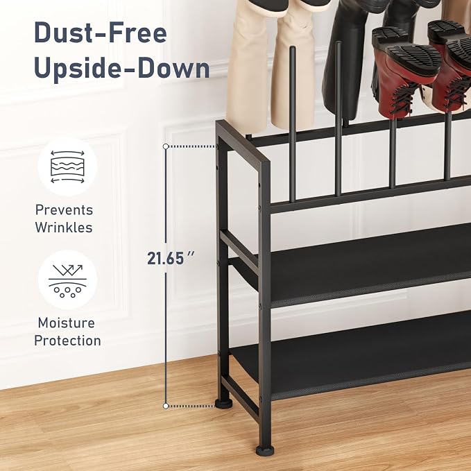 DIMJ Boot Rack 4-Tier - Black Metal Boot Storage Rack for Tall Boots Organizer Tall Boots, Multiuse Shoe Rack for Boots, Sneakers, High-Heel, Entryway, Fit for 6 Pairs, Black