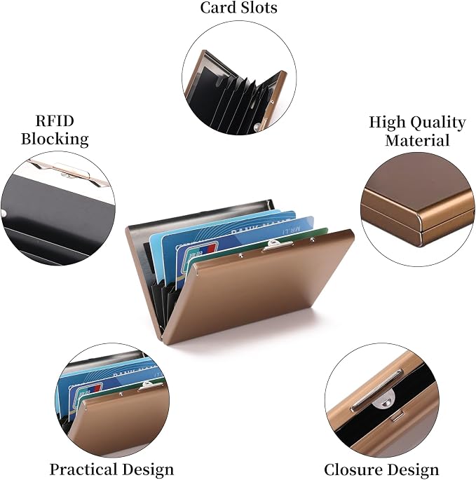 Stainless Steel Credit Card Wallet RFID Blocking Metal Case Pocket Business Card Holder for Women and Men