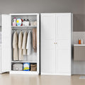MIIIKO Wardrobe Closet with 2 Doors, 72" Metal Clothing Storage Cabinets with Hanging Rod, Bedroom Armoires Laundry Room and Office Clothes Storage Organizer Cabinets