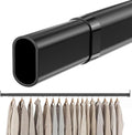 Oval Closet Rod 18-52 Inch Adjustable Closet Rods for Hanging Clothes Heavy Duty Black Poles Bar with End Supports Rust Proof Wardrobe Rod for Laundry Room RV