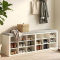 Shoe Rack Bench, Shoe Storage Bench with Cushion, Shoe Organizer 18 Cubbies for Entryway Hallway Bedroom Living Room, Holds Up to 400lbs