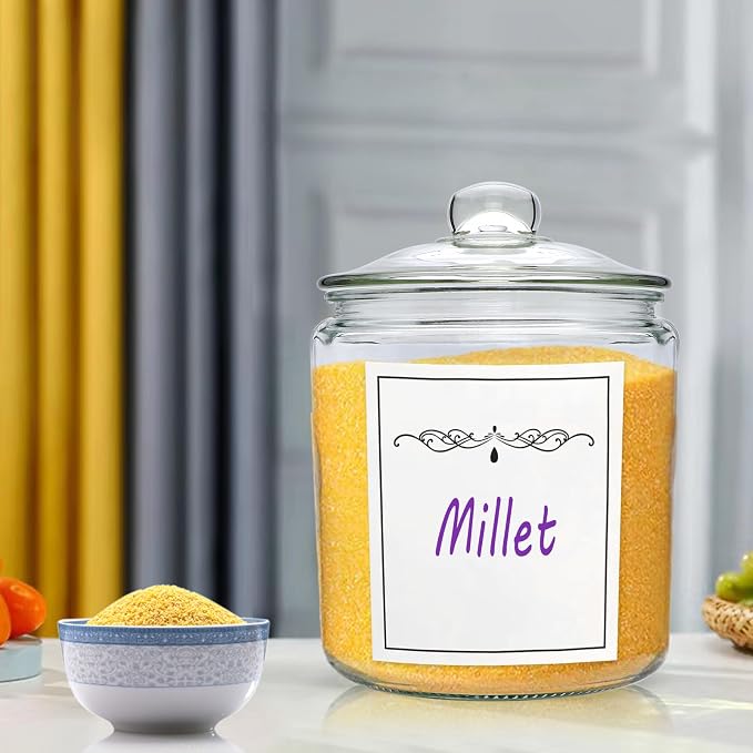 1 Gallon Glass Jars with Airtight Lids, 2 Pack Cookie Jars | Large Food Storage Containers with Scoops, Labels, Marker for Flour, Sugar, Candy, Snacks, Pantry,Bathroom Storage