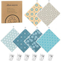 Needbrock 6 Pack Swedish Dishcloths for Kitchen, Geometric Pattern Swedish Rags Dish Towels with Clips, Reusable Paper Towels Washable Absorbent for Home Housewarming Cleaning Gifts for Mom