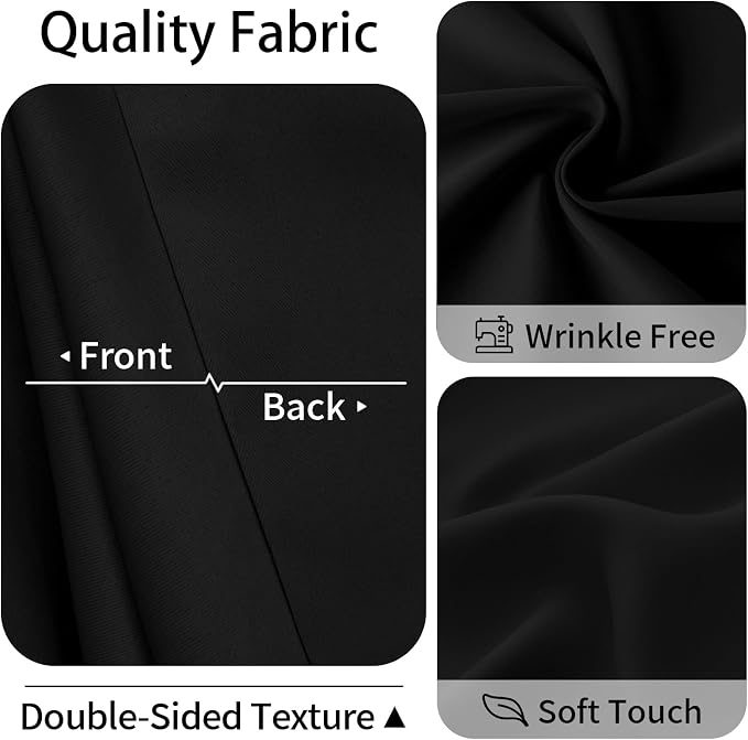 Vatge Magnetic Door Curtain with Rod - W52 x L82, 1 Panel, Black | Blackout Door Curtain Set for Thermal Insulated and Room Darkening