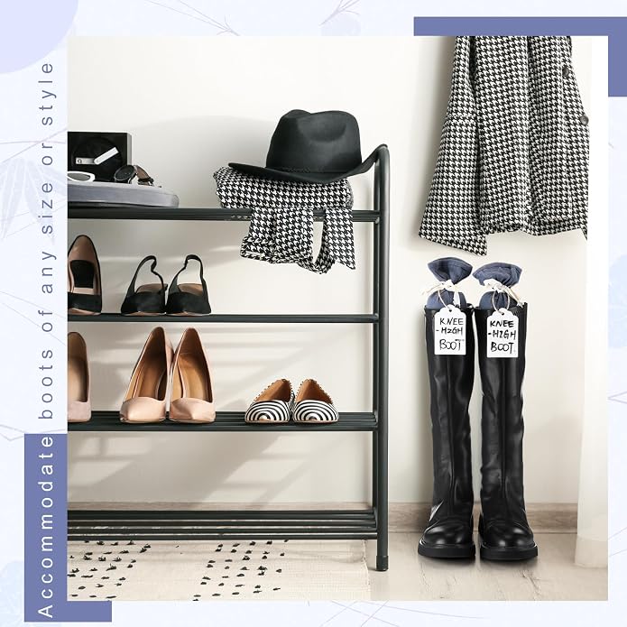 Maiteenly 2 Pairs Boot Shaper Stands with 8 Labels Cotton Tall Boot Inserts for Closet Organization
