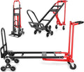 1000LBS Convertible Hand Truck, Heavy Duty Foldable Aluminum Stair Climbing Dolly with Solid Wheels for Moving/Office/Travel (Red)