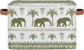 Rectangular Storage Baskets Elephant Palm Tree Fabric Storage Bin Toy Organizer Box with PU Leather Handles for Room Decor
