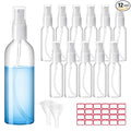 Zoizocp Spray Bottles, 2oz/50ml Clear Empty Fine Mist Plastic Mini Travel Bottle Set, Small Refillable Liquid Containers with 2pcs Funnels and 24pcs Labels (12 Pack)