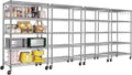 PrimeZone 4 Pack Steel Storage Wire Shelving 5 Tier Metal Shelves with Wheels,Adjustable Kitchen Utility Shelving Unit,Pantry Rack Rolling Metal Shelf Laundry,Chrome 24" Wx18 Dx75 H