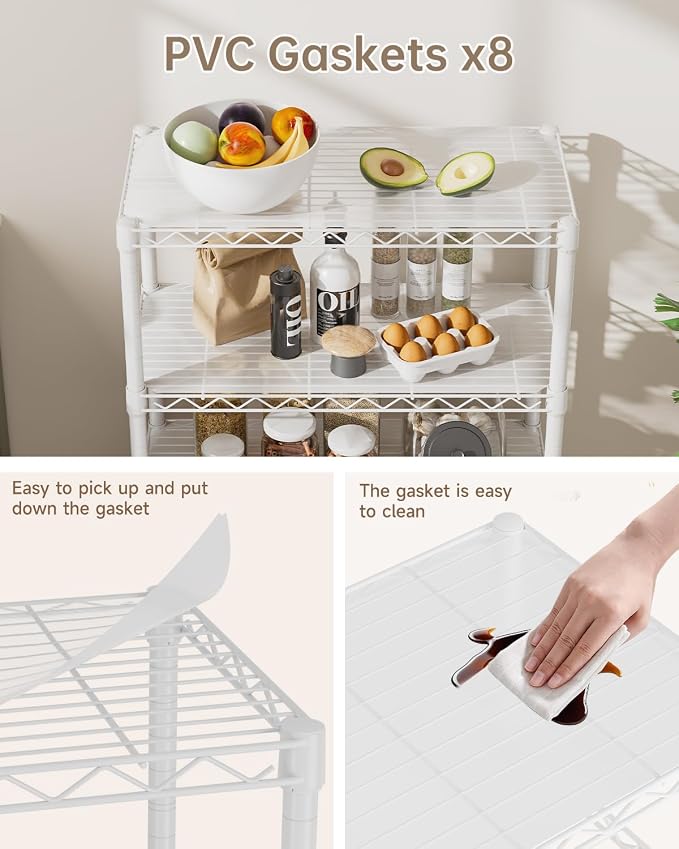 Golpart Shelves Storage Shelf Wire Closet Bathroom Organizers Metal Pantry | 8 tier Kitchen Garage Shelving Unit Laundry Room Organization Home Rack Net Basket Black with Wheels 11.7”D X 22”W X 74.2”H