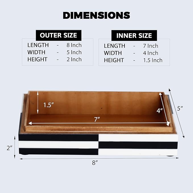 Handicrafts Home Black and White 3D Illusion Jewelry Storage Box – Geometric Decorative Organizer for Earrings, Necklaces & Keepsakes – Multipurpose Gift Box 8x5x2 Inches