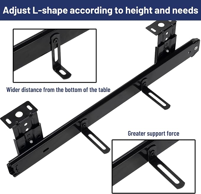 14" Keyboard Slide Heavy Duty Ball Bearing Slides Computer Tray Under Desk Rails Rack Cabinet Furniture Drawer Hardware Accessories with Adjustable Height Bracket & L Extension Support Bracket (Black)